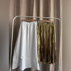 Modern Works white & metallic gold maxi skirt SET